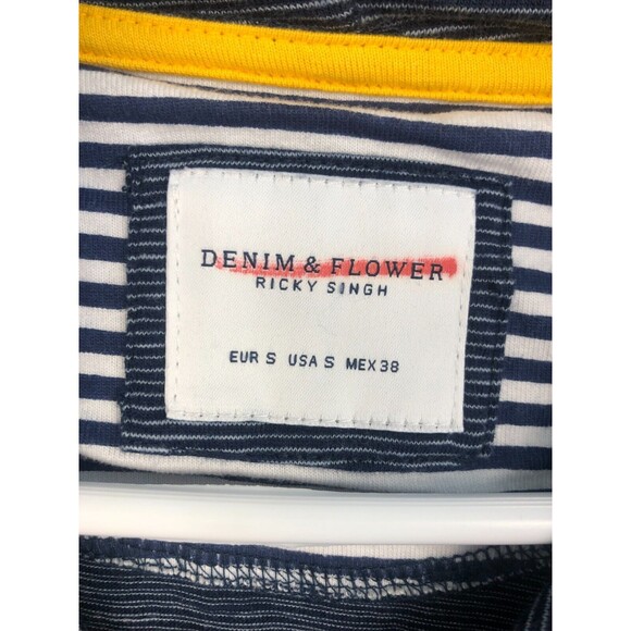 Denim And Flower Ricky Singh Women’s Size Small Blue Striped Hoodie "Have Faith" - Picture 2 of 9